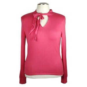EUC! Silk Cashmere Blend Ann Taylor Tie Front Accent Sweater Size Medium
